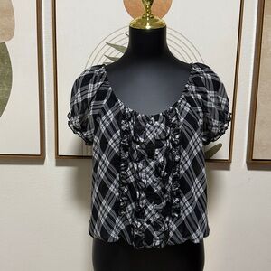 3/$10 Forever 21 Black and Gray Plaid Blouse